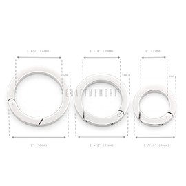 CRAFTMEMORE Metal O Ring Spring Opening Purse Making Snap Angle-Edge O-Rings Clip Key Ring Holder 2pcs SCOF (1 1/4 Inch, Silver)