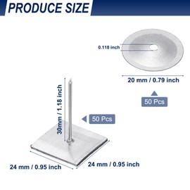PATIKIL 30mm Self Stick Insulation Pins, 50Sets Washers Aluminum Insulation Hangers Cap Round Washers for Foam Board Wall Floor Ceiling