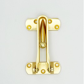 Hinged Bar Lock for Swing-in Doors, Door Latch Lock Chain – Secondary Security Lock for Door and Security, 3-7/8 in. Bar Length, Buckle (Single Pack) (GOLD)