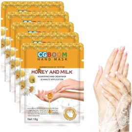 AWIWTOBQ 5 pack Hand Mask Moisturizing Glove, Hand Peel Mask Exfoliating Gloves, Hand Repair Glove for Dry Hands Treatment, Remove Dead Skin, Rough Skin, purple Honey Milk