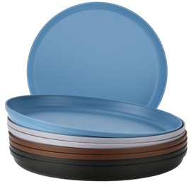 Deep Dinner Plates Set of 8 – Durable & Lightweight PP Plastic Plates for Kitchen, Microwave and Dishwasher Safe, Unbreakable Kids Plates in 4 Bright Colors (8 Inch)