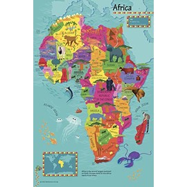 Collins Children's Africa Wall Map - 19.5 x 30 inches - Matte Plastic
