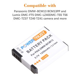 PowerTrust 2Pack DMW-BCM13E DMW-BCM13 BCM13 Battery and LED USB Charger for Panasonic DMW-BCM13,DMW-BCM13E,DMW-BCM13PP and Panasonic Lumix DC-TS7,DMC-FT5,DMC-LZ40,DMC-TS5,DMC-TZ37,DMC-TZ40,DMC-TZ41