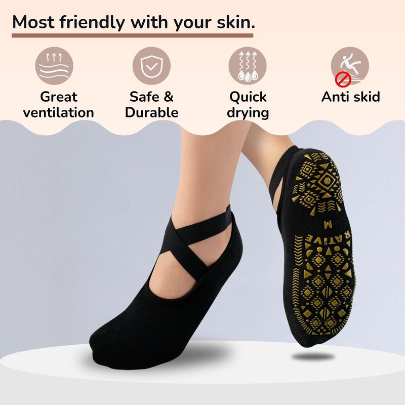 RATIVE X-Cross Anti Slip Non Skid Barre Yoga Pilates Hospital