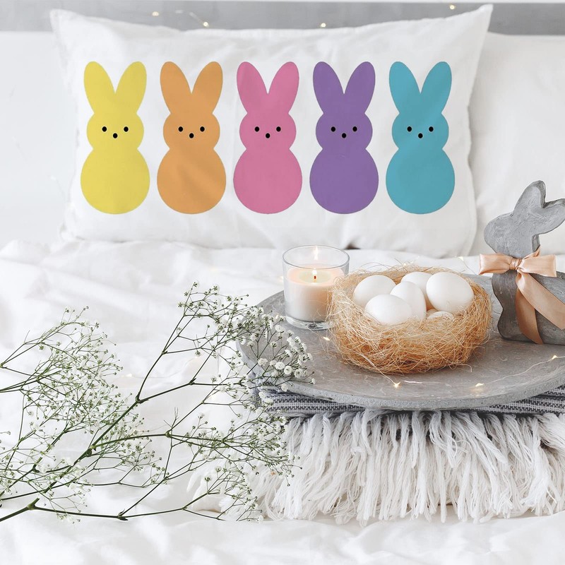 Ogiselestyle Easter Bunny Peeps Lumbar Throw Pillow Cover, 12 x