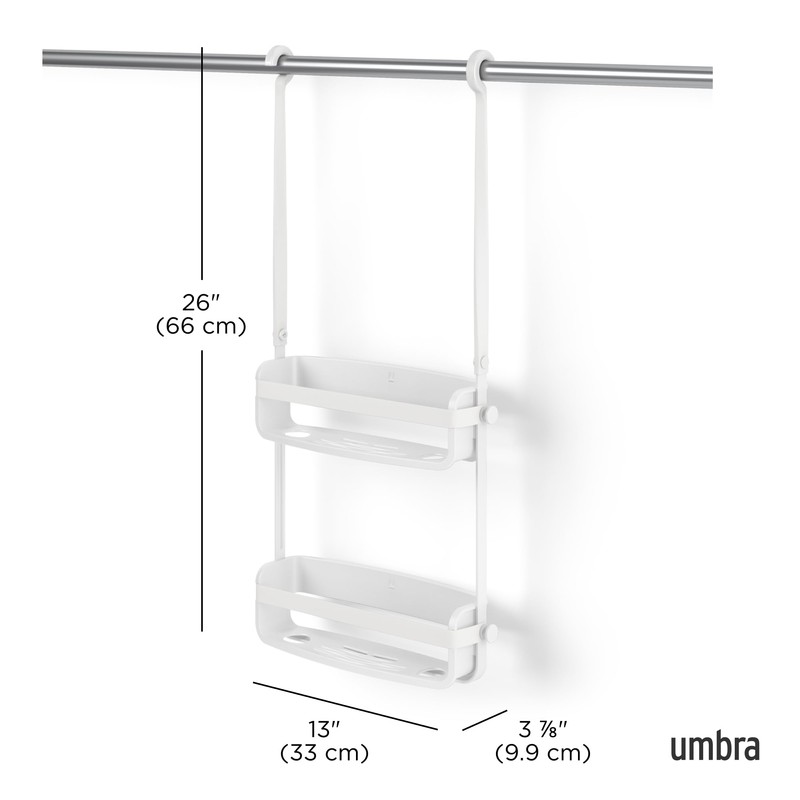 Umbra Flex Hanging Shower Caddy with 2 Shelves, Bathtub Shelf