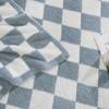 WRENSONGE Checkered Throw Blanket, Grey Blue Soft Cozy Fluffy Warm