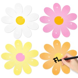 Daisy Flower Paper Cutouts-100Pcs Glitter Daisy Flower Cutouts Decorations DIY Paper Cuts Party Decor for Bulletin Board Boho Groovy Retro Themed Birthday Baby Shower Party Wall Decorations Favor