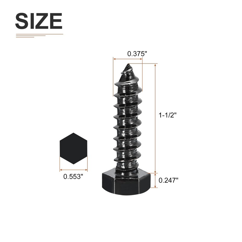 DTGN 3/8" x 1-1/2" Hex Lag Bolts - 10 Pack