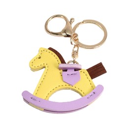 Z'mura Horse Keychain Cute Leather Leather Backpack Bag Decoration Charm Simple Pair Gift Strap Color Horse, yellow