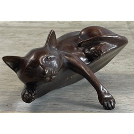 EUROPEAN BRONZE Art Deco Modern Art House Pet Cat Feline Hot Cast Bronze Sculpture Statue Decor Handmade