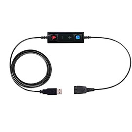 USB Adapter Compatible with Any Jabra Quick Disconnect (QD) Wired Headset and Includes Volume Control and Mute Functionality (Connects Headset to PC, Laptop and Softphones)