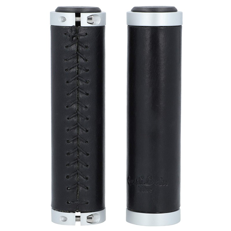 Gusti Gary F. Bicycle Handlebar Grip Leather Black Silver Matt