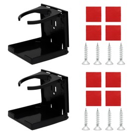 JAKOUE 2PCS Black Plastic Cup Holder - Universal Drink Holder for Boat, Truck, RV & ATV (Wall Mount & Magnetic Base Options)