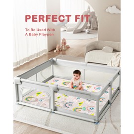 WONDAY Soft Non Toxic Baby Floor Playmat for Playpen, Rainbow Foldable Kids Crawling Mat 71 x 79 for Babies 6-12 Months, Infant Play Pen Mat for Toddlers 1-3