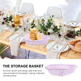 Sewroro Heart Shaped Woven Basket, Plastic Woven Heart Basket for Countertop, Dessert, Afternoon Tea, Home Storage