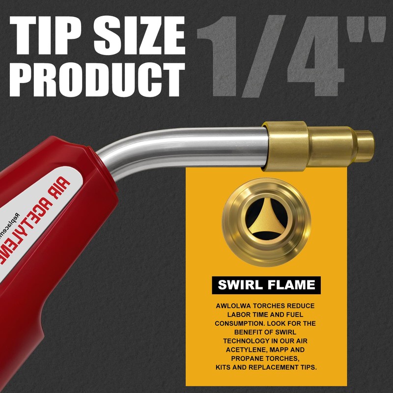 AWLOLWA Self Lighting PL-8A Tips, Air Acetylene, Swirl