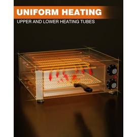 Wantjoin Pizza Oven Indoor - Electric Pizza Ovens Countertop Stainless Steel Commercial Pizza Maker Fits 12" Pizzas, With Timer Crumb Tray, 110W, For Home, Bars, Food Trucks