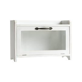 COLLECTIVE HOME - Storage Cabinet, Bread Box, Mini Countertop Cabinet, Wood Organizer for Bedroom Kitchen with Magnetic Door, Storage for Spice Jars, 14.5 x 6.5 x 10 (Single Layer, No Pattern, White)