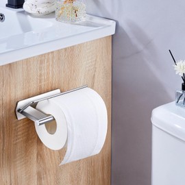 Toilet Paper Holder Wall Mount, Toilet Paper Storage SUS304 Stainless Steel, Adhesive Rustproof Toilet Paper Roll Holder Wall Mounted, Large Roll Hanging Holder for Bathroom, Kitchen, Washroom RV