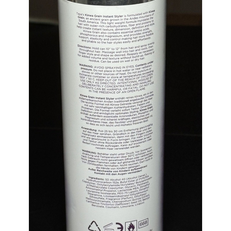Taya Beauty Kinwa Grain instant 5 In 1 Hair Spray