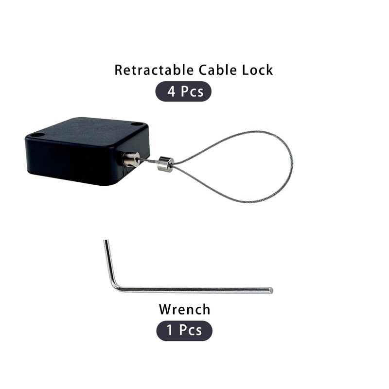 HXymxkeqi Retractable Cable Lock with Double-Sided Adhesive ABS Remote Control