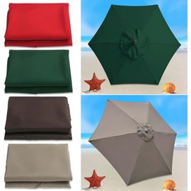 GLDDFDG 9Ft 6 Ribs Patio Umbrella Replacement Canopy (Canopy only), Canopy Replacement UV Protection Waterproof Outdoor Table Market Yard Umbrella Top Outdoor Umbrella Canopy,Khaki,9FT