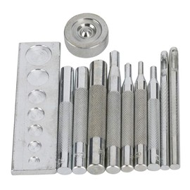 Kit de broche de punzón de herramienta artesanal de 11 piezas, sujetador a presión de mango de metal para perforar e instalar la herramienta de botón de remache