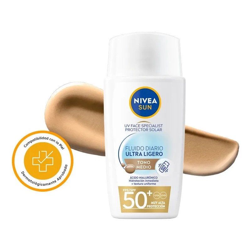 Protector Solar Facial NIVEA SUN Fluido Diario Tono Medio +