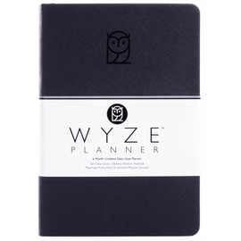 Wyze Planner Undated Daily Planner – 6-Month A5 Productivity Organizer with Full Page Per Day, Hourly Schedule, Goal Setting, Habit Tracker, Weekly & Monthly Pages – Hardcover Time Management Notebook (Black)
