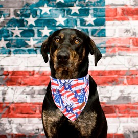PTDECOR American Flag Dog Bandana Reversible Triangle Patriotic Pet Scarf 4th of July Dog Bandanas for Large and Extra Large Dogs Pets (Red, X-Large)