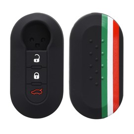 kwmobile Carcasa Compatible con Llavero de Fiat Lancia Llave de Coche Plegable de 3 Botones Funda - Funda para Mando de Coche de Silicona - Verde/Rojo/Negro