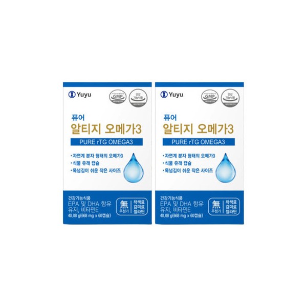 Yuyu Pharmaceutical Pure Altige Omega 3 668mg 60 tablets, 2 boxes, 2 months supply / 유유제약 퓨어 알티지 오메가3 668mg 60정 2박스 2개월분