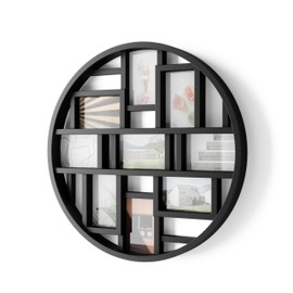 Umbra Luna Collage Picture Frame Holds Nine 4x6 Photos, Large 22-Inch Diameter, Black