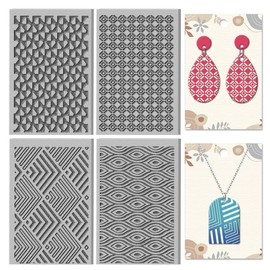 CHGCRAFT 4 Sheets Geometric Clay Texture Mat Artistic Seamless Pattern Polymer Clay Texture Sheets DIY Tools for Pottery Earring Jewelry Making Stamp Engraving Machines, 4x2.6inch