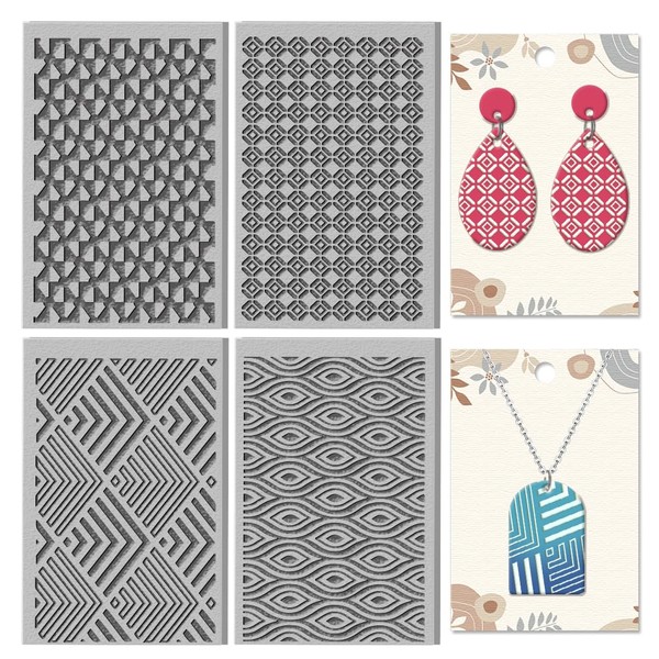 CHGCRAFT 4 Sheets Geometric Clay Texture Mat Artistic Seamless Pattern