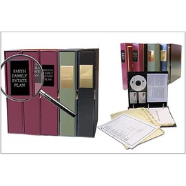 Customized Estate Planning Kit- Customized Binder, 18 Pre Printed Tabs and Fillable Personal Data Sheets (Name Engraved On Plate, Blue with Gold)