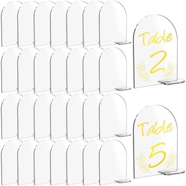 Sertay Pack of 30 Acrylic Table Number Holders, DIY Table Number Holders, DIY Acrylic Table Signs, Transparent Sheet Acrylic Sign, Acrylic Glass Wedding, Suitable for Gatherings, Weddings, Family