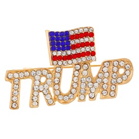 Rhinestone Trump Brooch with The USA Flag Word Brooch Pin for Women Dainty Trump Crystal Lapel Pin Republican Party Elephant American Flag Gift (Trump)