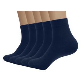 SERISIMPLE Viscose Bamboo Men's Breathable Quarter Thin Ankle High Socks - Comfort Cool Soft 5 Pairs (US, Alpha, X-Large, Regular, Regular, Navy blue)