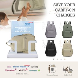 BAGROUPS British Airways Travel Backpack, Hand Luggage, 40 x 30 x 15 cm, Foldable Travel Backpack, 15.6 Inch Laptop Backpack, T Portable Backpack, Suitable for Leisure, School, Sports, Mountaineering,