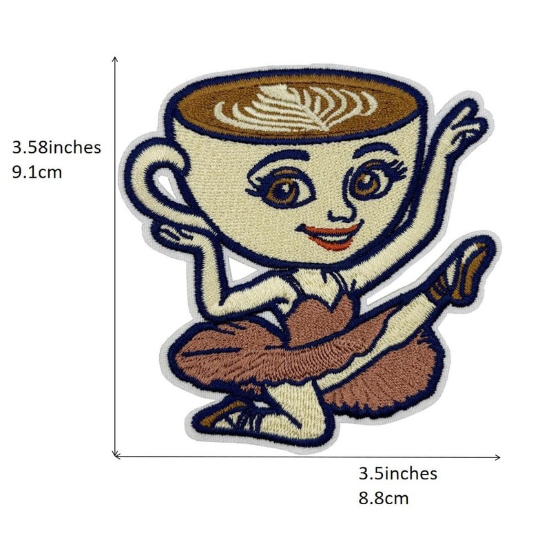 4" Ballerina Cappuccina Italian Brainrot Meme Embroidered Iron‑On Patch for