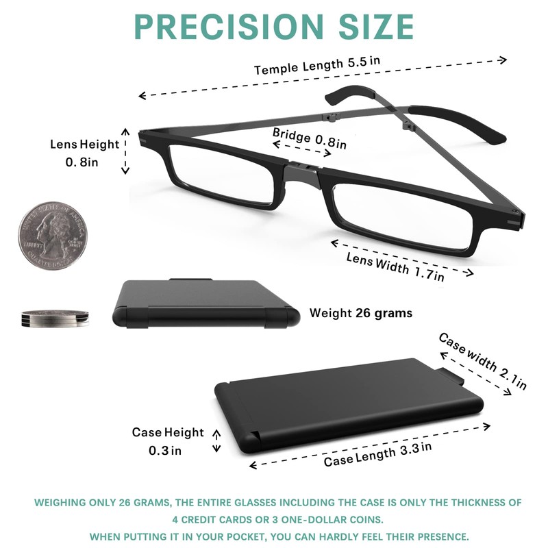 SKYOLUY Case Upgrade-Ultra-light and Thin Foldable Reading Glasses Folding Readers