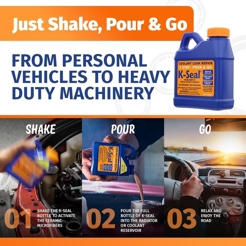 K-Seal ST5501 Multi-Purpose One Step Permanent Coolant Leak Repair, 8oz,