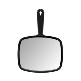 PROTECLE Hand Mirror, 9.3" L x 6.7" W Salon Barber Hairdressing Handheld Mirror with Handle, Square Black
