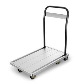 DNA MOTORING 440lbs Capacity Platform Hand Truck, 360 Degree Swivel Wheels Foldable Push Cart Dolly, Heavy Duty Folding Push Cart for Home, Workshop, Office, Warehouse, Silvery/Black, TOOLS-00748