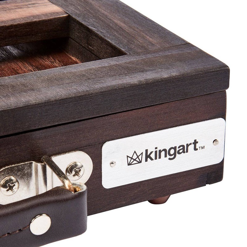 KINGART Adjustable Wood Espresso Stained Desk Table Easel with Storage