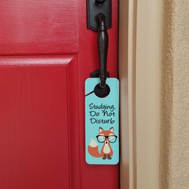 Graphics and More Studying Do Not Disturb Fox with Glasses Plastic Door Knob Hanger Sign