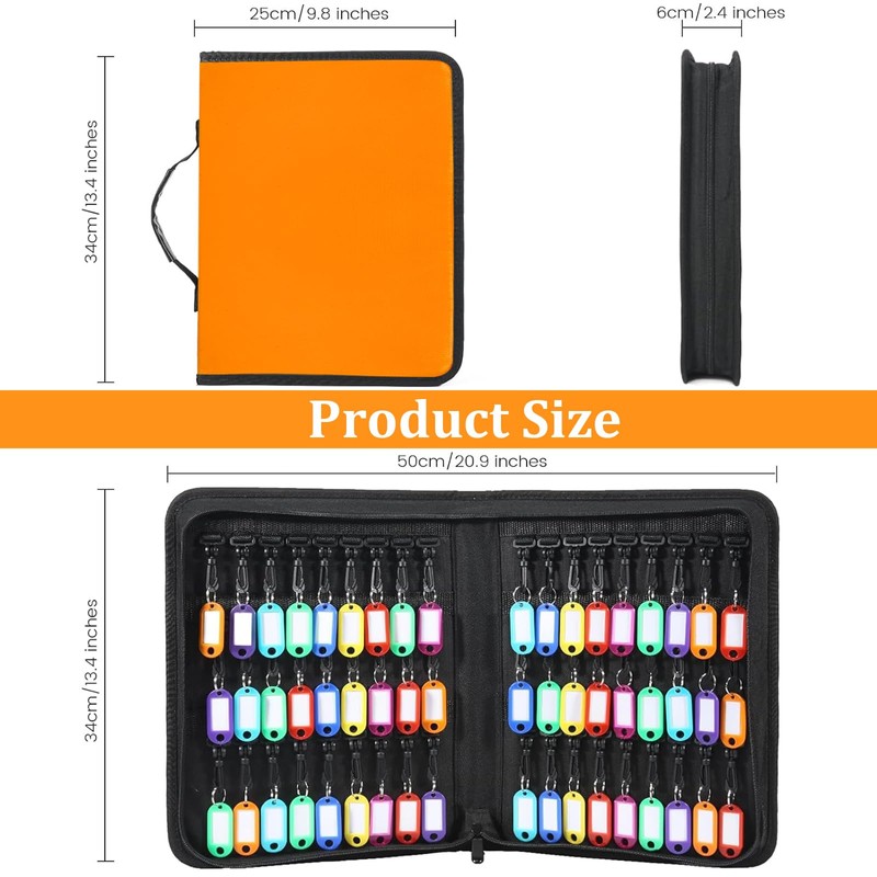 Portable Key Case with Zipper, Portable Key Organizer with Handle,