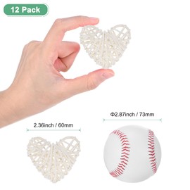 M METERXITY 12-Pack Heart Shaped Wicker Rattan Balls 60mm/2.4 Inch Decorative Rattan Balls Orbs Vase Fillers Bowl Fillers for Christmas/Weddings/DIY Crafts/Home Decor [White]